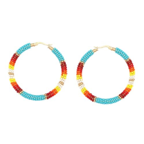 Baluue Statement Boho Ohrringe Damen Große Beaded Hoops Ethnische Handgefertigte Leichte Creolen für Eleganten Look und Vielseitige Outfits von Baluue
