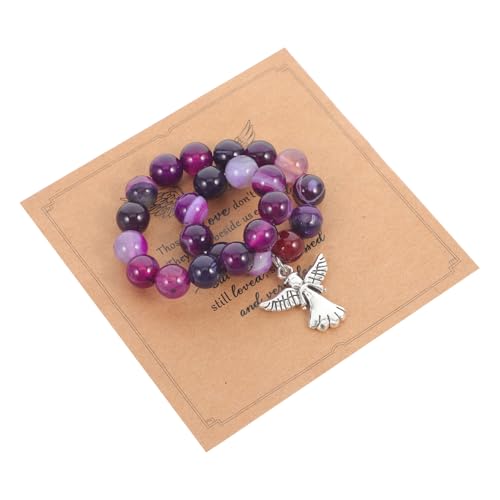 Baluue Steinperlen armband mit Trauerkarte Gedenkschmuck für Verlust Eines Geliebten Menschen Elastisches Memorial Armband für Frauen Unterstützung und Erinnerung bei Verlust von Mutter von Baluue