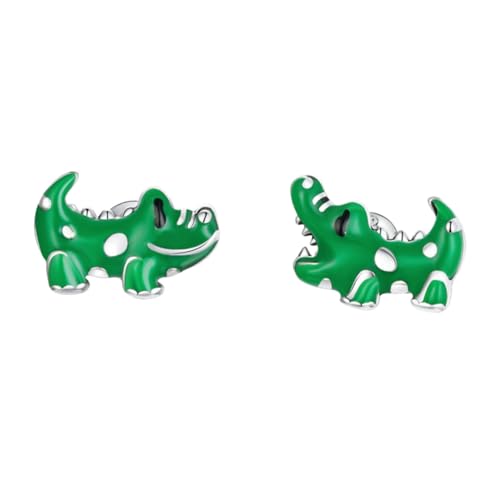 Baluue Sterling Silber Kleine Krokodil Ohrstecker mit Grünem Emaille detail Stilvolle Mädchen Ohrringe für Alltag Party Festival und Geschenk Modisches Ohrschmuck accessoire von Baluue