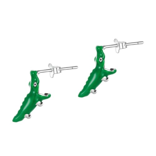 Baluue Sterlingsilber Ohrstecker Damen Kreative Krokodil Ohrringe Grün Emaille Modisch Leicht Hautfreundlich Schmuck für Alltag Festival Party von Baluue