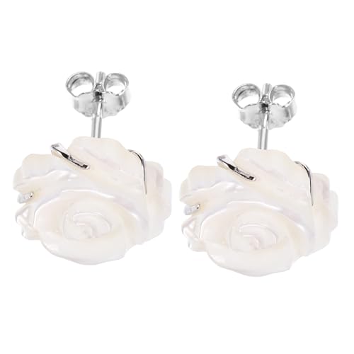 Baluue Sterlingsilber Rosenblüten Ohrstecker mit Natürlicher Perlmutt einlage Handgefertigte Elegante Damen Ohrhänger Modische Schmuckstücke für Alltag Hochzeit und Besondere Anlässe von Baluue