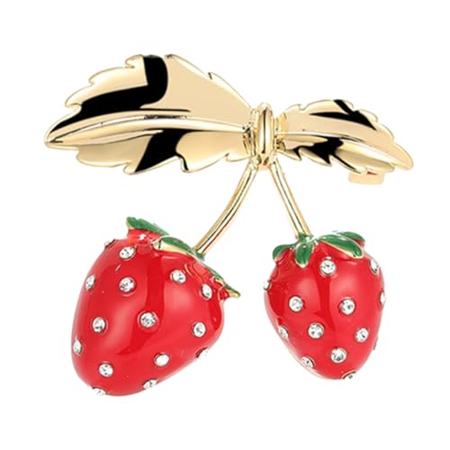 Baluue Stilvolle Erdbeer Brosche aus Kupfer mit Sicherem Ansteckverschluss Modisches Schmuckaccessoire für Damenkleidung Schals Taschen und Vielseitige Dekoration Rot Goldoptik von Baluue