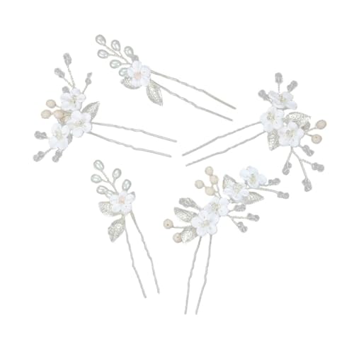 Baluue 5stücke Teiliges Set Braut Haarnadeln Mit Blumen Und Strass U-förmige Haarklammern Für Hochzeiten Und Besondere Anlässe Damen Haaraccessoires Silber von Baluue