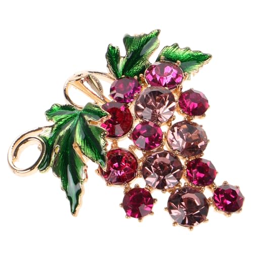 Baluue Strass Weintrauben Brosche Anstecknadel aus Zinklegierung mit Funkelndem Glas Vielseitig als Schmuck für Mädchen Weihnachten Pullover Schal Hut und Rucksack Zubehör von Baluue