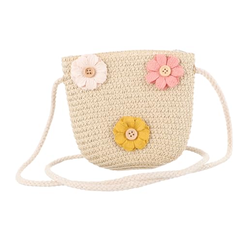 Baluue Strohtasche Blumenverziert Kleine Umhängetasche Sommer Mädchen Crossbody Bag Niedliche Schultertasche Leicht Für Alltag Urlaub Strand Geeignet Zufällige Farbe von Baluue
