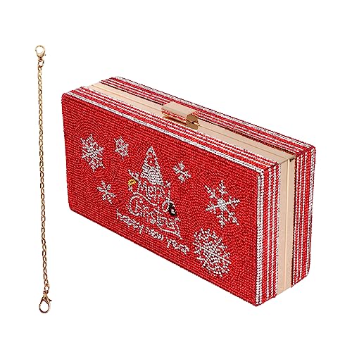 Baluue Stylische Damen Schultertasche mit Straddle Design Einzigartige Rote Clutch mit Funkelnden Strasssteinen Abendtasche für Dinner und Party Moderate und Vielseitig Kombinierbar von Baluue