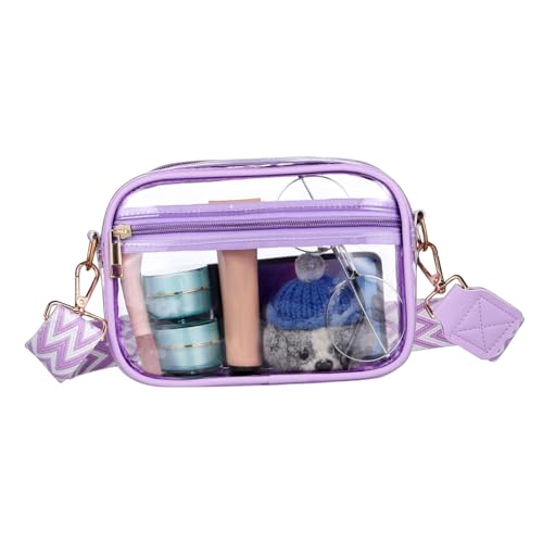 Baluue Transparente Crossbody Umhängetasche Damen PVC Kleine Tasche mit Verstellbarem Schulterriemen Multifunktional mit Mehreren Fächern Großes Fassungsvermögen für Sport Reisen und von Baluue
