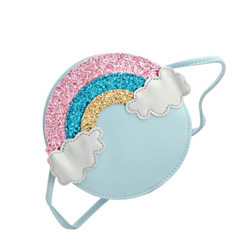 Baluue Umhängetasche für Mädchen mit Regenbogen dekor Kleine Modische Crossbody Bag als Aufbewahrungsbeutel Geeignet für Schule Tanz und Freizeit Elegante Blaue Tasche für Junge Mädchen von Baluue