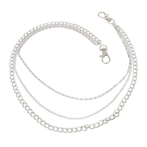 Baluue Unisex Multi Layer Hosenkette aus Legiertem Material Verstellbare Hüftkette im Hip Hop Stil Silberfarbene Jeans Kette für Damen und Herren Modisches Accessoire für Jeans und Hosen von Baluue