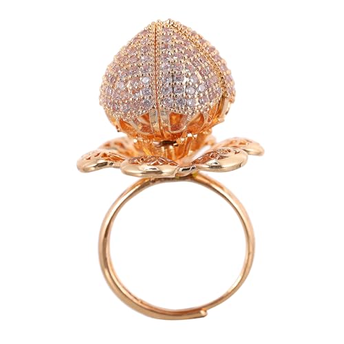 Baluue Verstellbarer Damen Ring Offener Rosé Ring Mit Zirkonia Modischer Modeschmuck Für Frauen Eleganter Finger Schmuck von Baluue