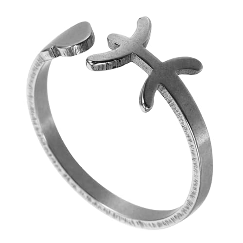 Baluue Verstellbarer Damenschmuck Offener Ring Fischmotiv Edelstahl Damenring Modisch Elegant Verstellbar für Alltag und Party von Baluue