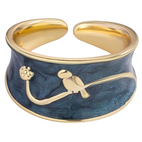 Baluue Verstellbarer Emaille fingerring Damen Leicht Offenes Design Vogelmotiv Modeschmuck für Mädchen Alltag Hochzeit Geburtstag von Baluue