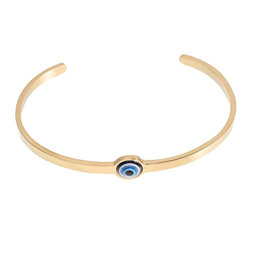 Baluue Verstellbarer Evil Eye Armreif aus Titanstahl für Damen Offener Schmuck mit Türkischem Blauem Auge Verstellbares Armband als Schutz und Handgelenk Deko von Baluue