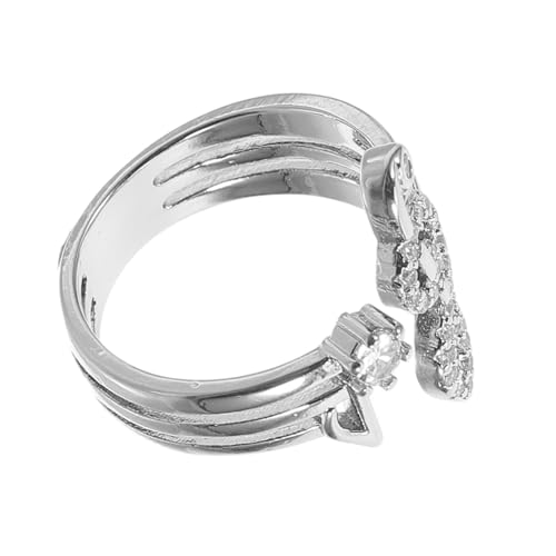 Baluue Verstellbarer Musiknoten Ring Damen Offener Fingerring mit Funkelnden Zirkonia Leichter Modeschmuck für Alltag Party und für Frauen von Baluue