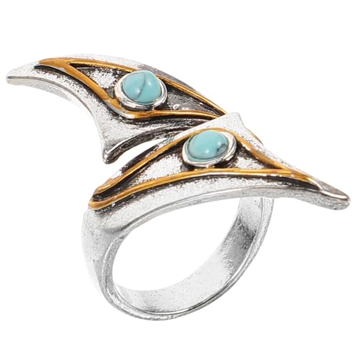 Baluue Verstellbarer Offener Damenring mit Blauem Türkis Ästhetischer Statement Fingerring Eleganter Schmuck für Partys und Besondere Anlässe von Baluue