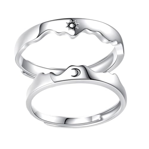 Baluue Verstellbarer Offener Himmels Mondring für Einstellbarer Unisex ring mit Graviertem Design Modischer Statement schmuck für Liebende und Freundschaftsgeschenke von Baluue