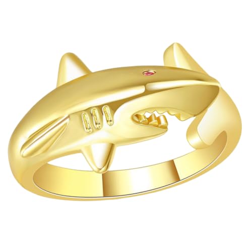 Baluue Verstellbarer Offener Shark Ring aus Robustem Kupfer für Damen Schmuckdesign mit Stein Kreativer Modischer Tier Fingerring für Besondere Anlässe von Baluue