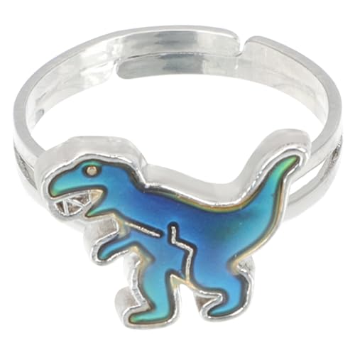 Baluue Verstellbarer Stimmungsring für Mädchen Farbwechsel Dinosaurier Motiv Offener Finger Ring Party Halloween Schmuck Geschenk von Baluue