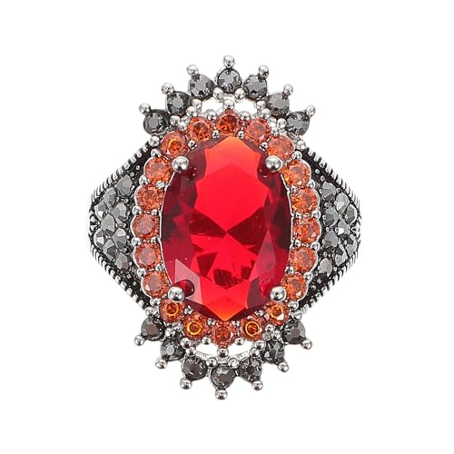 Baluue Verstellbarer Vintage Ring Damen mit Großem Rotem Kreatives Design Modischer Schmuck für Frauen Komfortabel und Langlebig für Vielseitige Anlässe von Baluue