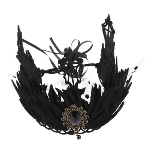 Baluue Vintage Barock Tiara Damen Kopfschmuck Gothic Krone Spitzen Haarreif für Hochzeit Halloween Cosplay Party Braut Prinzessin Kostüm Zubehör von Baluue