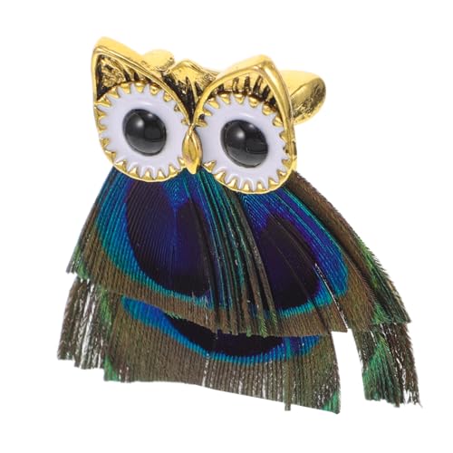 Baluue Vintage Chinesische Stil Eulen Brosche mit Farbiger Pfauenfeder Handgefertigt Elegante Damen Anstecknadel Feine Modebrosche für Kleidung Taschen Vielseitig für Partys Hochzeiten von Baluue