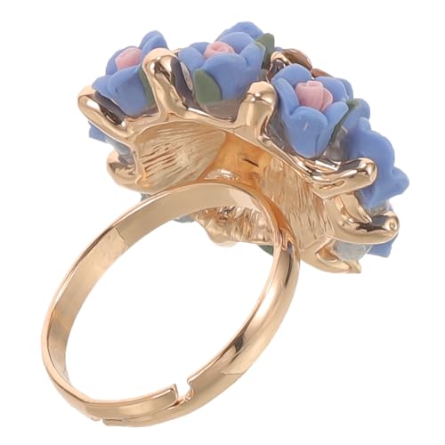Baluue Vintage Damen Ring aus Keramik mit Blumenmotiv Dekorativer Retro Schmuck Verstellbare Blütenringe für Mädchen Eleganter Modeschmuck für Alltag und Geschenk von Baluue