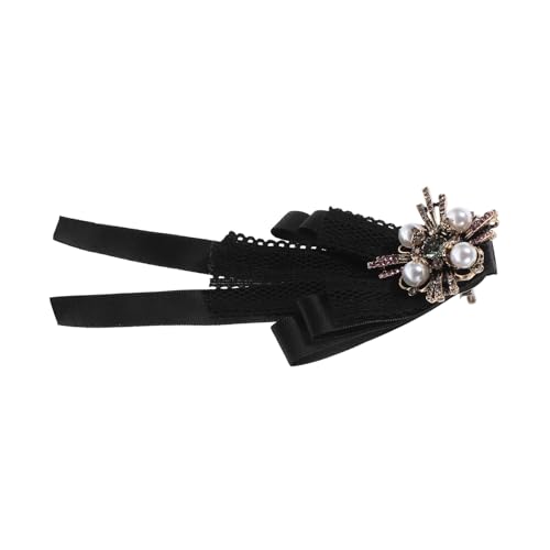 Baluue Vintage Schleifenbrosche Damen mit Imitationsperle Große Spitzenfliege Anstecknadel Leichte Stoffbrosche für Bluse Party Hochzeit und Alltag Wiederverwendbar und Formbeständig von Baluue