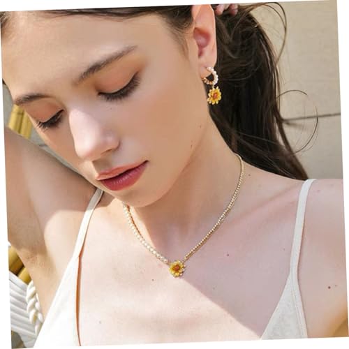 Baluue Vintage Sonnenblumen Ohrringe mit Perlen Dangle Statement Schmuck für Frauen Romantisches Valentinstagsgeschenk Modische Blütenohrringe für Alltag und Festliche Anlässe von Baluue