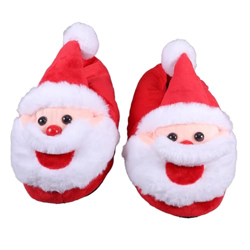 Baluue Weiche Warme Weihnachts Hausschuhe mit Plüschfutter Rutschfeste Indoor Slipper für Damen und Herren Niedlicher Santa Gemütlich für Herbst und Winter von Baluue
