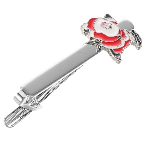 Baluue Weihnachtliche Krawattenklammer Santa Claus aus Legierung Festlich Vielseitig Herren Necktie Clip für Büro Party Geschenkidee Einfache Befestigung von Baluue