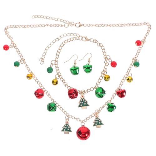 Baluue Weihnachtliches Glocken-schmuckset Damen Armband Halskette Ohrringe mit Farbkontrast Hautfreundlich Leicht und Allergikerfreundlich für Festliche Anlässe und Partys von Baluue