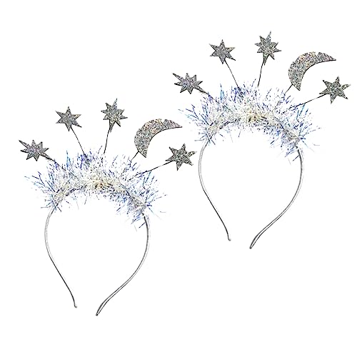 Baluue Weihnachtliches Haarband Teilig Stern Mond Design Silberfarben Glitzer Haarschmuck für Damen Mädchen Weihnachts und Neujahrsfeier Festliche Kopfbedeckung Elegant von Baluue