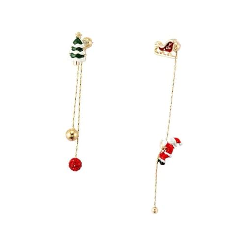 Baluue Weihnachts Ohrringe Damen Tassel Kette Lange Drop Ohrringe Asymmetrisch Santa Weihnachtsmann Ohrschmuck Festliche Schmuckaccessoires von Baluue