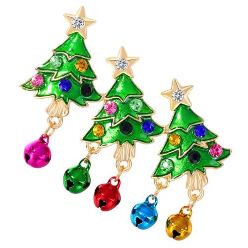 Baluue Weihnachtsbrosche Anstecknadel aus Legierung mit Christbaum und Glocke Stabile Befestigung Modisches Accessoire für Kleidung Schal und Hut Langlebig und Weihnachtlich Gestaltet von Baluue