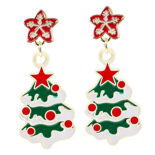 Baluue Weihnachtsohrringe Damen Alloy Weihnachtsbaum Ohranhänger Hängende Festtags Ohrringe Einzigartiges Design für Weihnachtsfeier und von Baluue