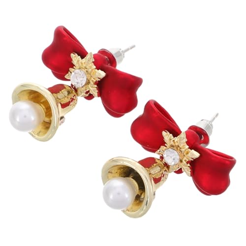 Baluue Weihnachtsohrringe Damen Festliche Rote Schleifen Glocken Ohrstecker Leicht Komfortabel Modisch Eleganter Schmuck für Weihnachtsfeier und Alltag von Baluue