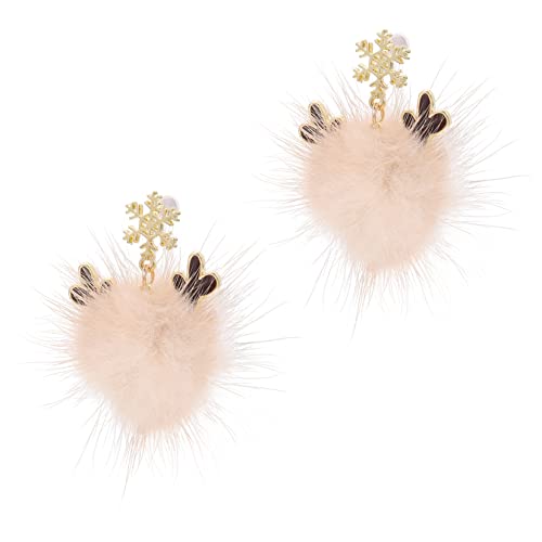 Baluue Weihnachtsohrringe Kugel Ohrstecker Schneeflocke Hirschgeweih Design Beige Festival Schmuck Damen von Baluue