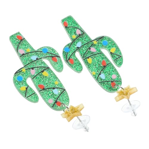 Baluue Weihnachtsohrringe Ohrstecker Cactus Form Kleine Ohrstecker Damen Ohrschmuck Festliche Ohrringe für Weihnachtsfeier und Alltag von Baluue