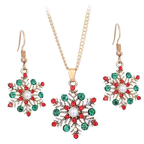 Baluue Weihnachtsschmuck Damen Schneeflocke Ohrhänger und Halskette Bunte Weihnachts Ohrringe Dangle Drop Festliches Schmuck für Frauen Mädchen von Baluue