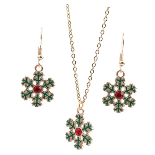 Baluue Weihnachtsschmuck Set Teilig Schneeflocken Halskette Ohrstecker Weihnachtskette Modisch Festlich für Damen und Partyaccessoire von Baluue