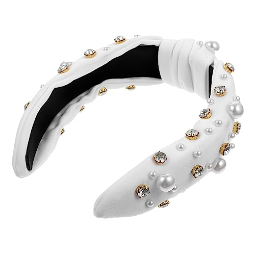 Baluue Rhinestone Perlen Stirnband Für Damen Breites Geknotetes Haaraccessoire Für Brautmode Und Festliche Anlässe Design Mit Kunstperlen Und Strass von Baluue