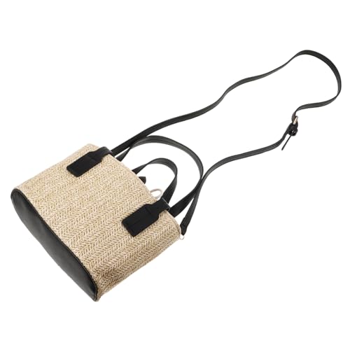 Baluue Woven Bucket Bag Damen Crossbody Tasche mit Verstellbarem Schultergurt Handgefertigte Strohtasche für Strand Alltag Shopping und Urlaub Modische Kleine Umhängetasche in Schwarz von Baluue