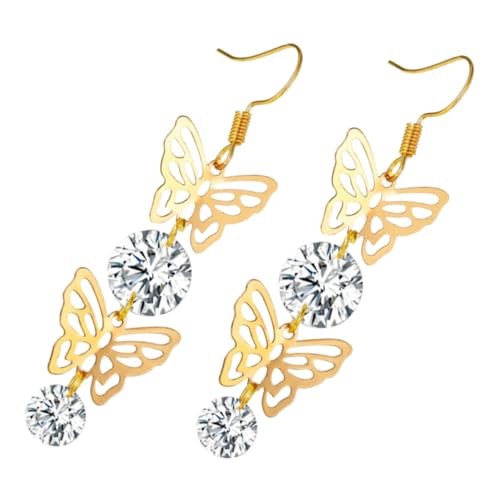 Baluue Zircon Schmetterling Ohrringe Damen Dangle Drop Ohrhänger Hohl Design Modeschmuck Hautfreundlich Alltag Party von Baluue