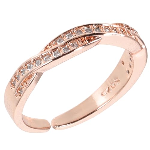 Baluue Zirkonia Damenring Verstellbar Modischer Offener Ring mit Funkelndem Schmuckdesign für Täglichen Gebrauch und Besondere Anlässe Roségoldene Farbe Passend für Verschiedene von Baluue
