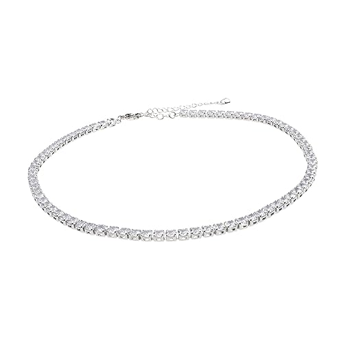 Baluue Zirkonia Halskette für Damen Clavicle Chain mit Funkelnden Strasssteinen für Besondere Anlässe Wie Valentinstag oder Weihnachten Weißgold Design von Baluue