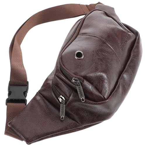 Baluue wasserdichte Pu Optik Hüfttasche Große Bauchtasche mit Mehreren Taschen für Herren Damen Outdoor Wandern Reisen Alltag Leichte Multifunktionale Gürteltasche Braun von Baluue