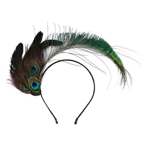 Baluue Fascinator Kopfschmuck Mit Pfauenfedern Für Karneval Kostüm Party Verstellbares Haarband Für Damen Und Mädchen von Baluue
