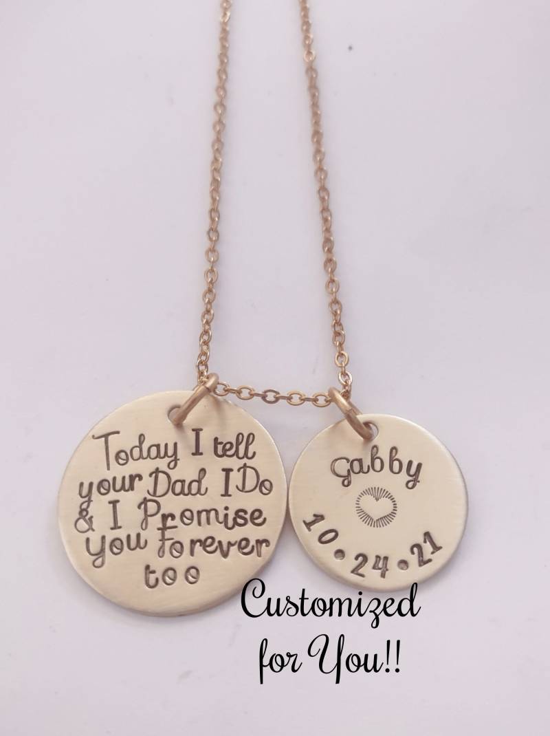 Gold Heute Sage Ich Ihrem Vater, Tue Und Verspreche Ihnen Auch Für Immer Halskette, Personalisiertes Geschenk Stieftochter, Hand Gestempelt Tochter von BamBamKreations