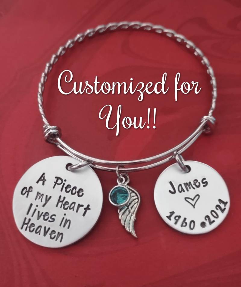 Personalisierte Erinnerungsarmband, in Liebevoller Erinnerung An, Ein Stück Meines Herzens Lebt Im Himmel, Graviert von BamBamKreations