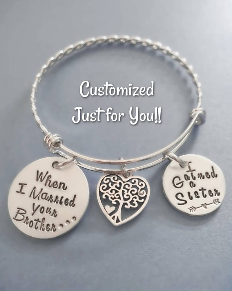 Schwester Des Bräutigams Geschenk, Schwester-In-Law Schmuck, Hand Gestempelt Handgestempelt Ich Habe Eine Gewonnen, Als Ich Ihren Bruder Heiratete von BamBamKreations